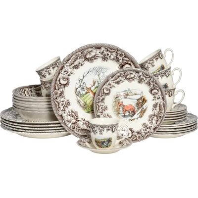 CreaTable Haydon Grove 30-piece Dinner Set - Landhouse Style Animal Motifs CreaTable Haydon Grove 30-piece Dinner Set - Landhouse Style Animal Motifs
