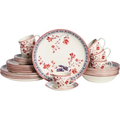 Set de vaisselle CreaTable Cottage 30 pièces avec motifs floraux - Ensemble de vaisselle - Publicité Set de vaisselle CreaTable Cottage 30 pièces avec motifs floraux - Ensemble de vaisselle - Publicité