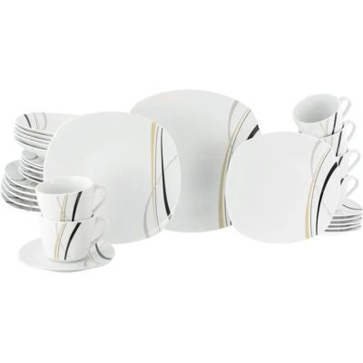 CreaTable Quadratisches Geschirrset Square City Line 30-tlg - Modern Urban Style CreaTable Quadratisches Geschirrset Square City Line 30-tlg - Modern Urban Style