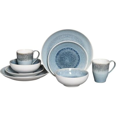 CREATABLE Caldera - 8-Piece Blue Stoneware Dish Set for 1-2 Persons CREATABLE Caldera - 8-Piece Blue Stoneware Dish Set for 1-2 Persons
