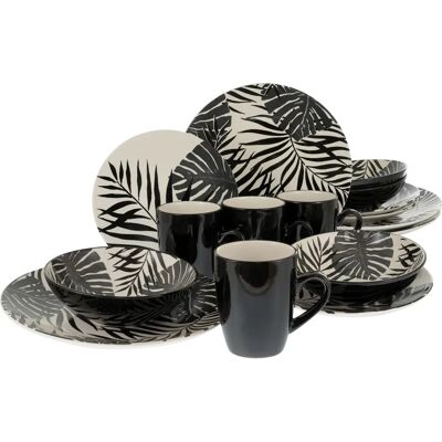 CREATABLE Tropicana Black 16-Piece Dish Set for 4 CREATABLE Tropicana Black 16-Piece Dish Set for 4