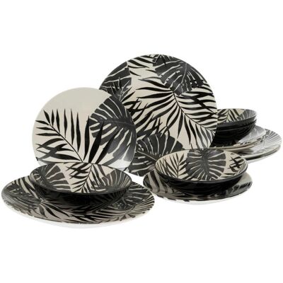 CREATABLE Tropicana Schwarz Geschirr-Set - 12 Stück CREATABLE Tropicana Schwarz Geschirr-Set - 12 Stück