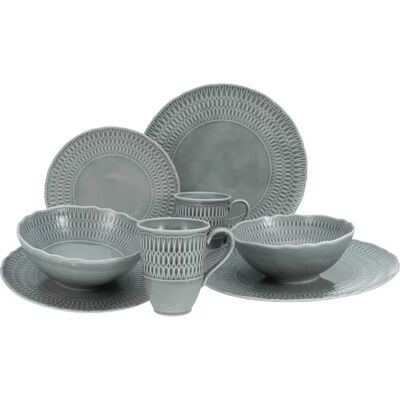 CREATABLE Sofia Porzellan Geschirr-Set - 8-tlg. - Grau - Klassisches Relief CREATABLE Sofia Porzellan Geschirr-Set - 8-tlg. - Grau - Klassisches Relief