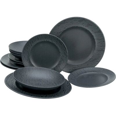CREATABLE Ensemble de Vaisselle Ardoise Noire 12 pièces - Ensemble de Vaisselle CREATABLE Ensemble de Vaisselle Ardoise Noire 12 pièces - Ensemble de Vaisselle