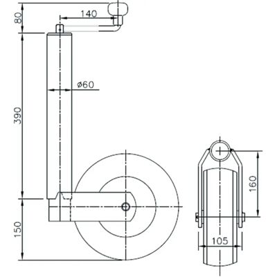 AL-KO Supportrad 173.22.26 - Stützrad mit 60mm Rohr, 500kg AL-KO Supportrad 173.22.26 - Stützrad mit 60mm Rohr, 500kg