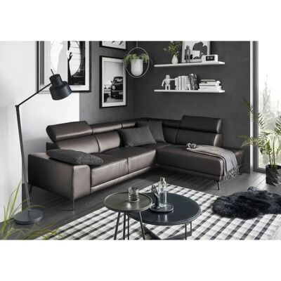 Candy Greve Leder L-Form Sofa - Sofa Candy Greve Leder L-Form Sofa - Sofa