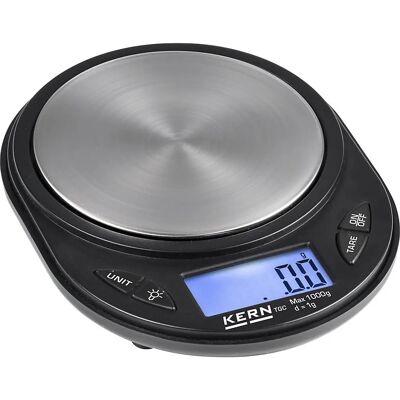 KERN Báscula de bolsillo - 1kg, 1g, Plataforma de acero inoxidable KERN Báscula de bolsillo - 1kg, 1g, Plataforma de acero inoxidable