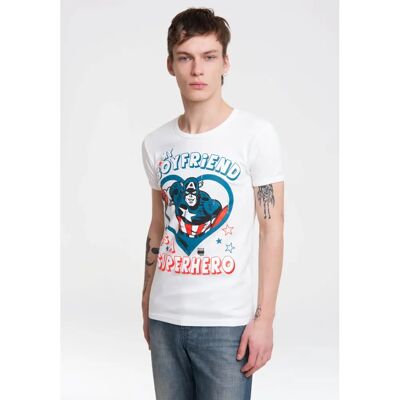 Logoshirt Marvel Captain America Boyfriend T-Shirt - Casual, Weiß Logoshirt Marvel Captain America Boyfriend T-Shirt - Casual, Weiß