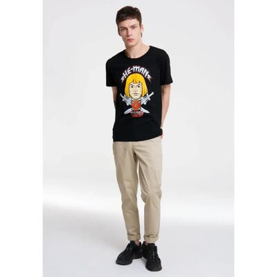 LOGOSHIRT He-Man - Face Baumwolle T-Shirt - Casual - Schwarz LOGOSHIRT He-Man - Face Baumwolle T-Shirt - Casual - Schwarz