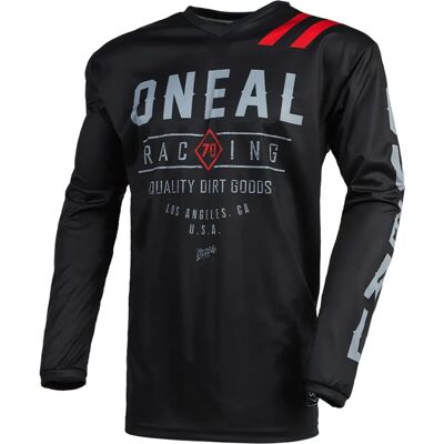 Maillot Motocross Enduro O'Neal Element Dirt Noir Gris - Unisexe - Publicité Maillot Motocross Enduro O'Neal Element Dirt Noir Gris - Unisexe - Publicité