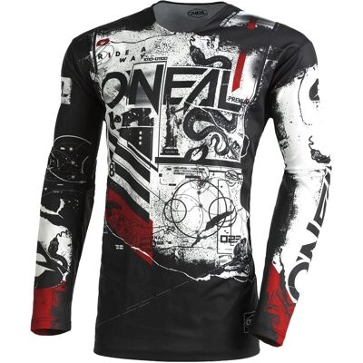 Oneal Mayhem Scarz V.22 Maillot de motocross Noir Blanc Rouge taille : M Oneal Mayhem Scarz V.22 Maillot de motocross Noir Blanc Rouge taille : M
