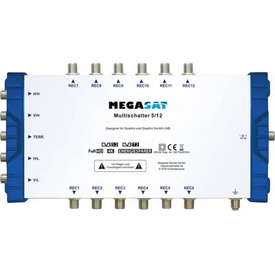 Megasat 0600205 Conmutador Multiswitch - 5 Entradas, 12 Salidas Megasat 0600205 Conmutador Multiswitch - 5 Entradas, 12 Salidas
