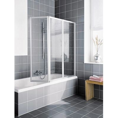 Kermi Vario 2000 Badewannenaufsatz Faltwand - 3-flügelig, Silber Matt, 140cm Kermi Vario 2000 Badewannenaufsatz Faltwand - 3-flügelig, Silber Matt, 140cm
