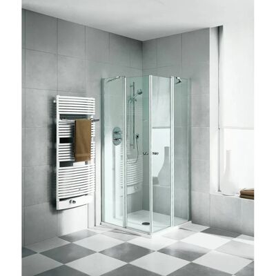 Kermi Ibiza 2000 Hoekinloop - Swingdeur - Zilverkleurig Matglanz - 75cm x 185cm - Douchedeur Kermi Ibiza 2000 Hoekinloop - Swingdeur - Zilverkleurig Matglanz - 75cm x 185cm - Douchedeur