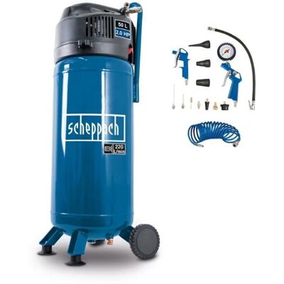 Scheppach HC51V - Compressore aria verticale 50L con kit 13 accessori Scheppach HC51V - Compressore aria verticale 50L con kit 13 accessori