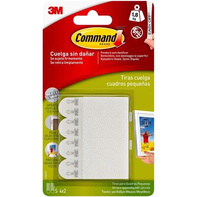 COMMAND Bandes adhésives blanches - Supportent 1,8kg - 20x25cm - Publicité COMMAND Bandes adhésives blanches - Supportent 1,8kg - 20x25cm - Publicité