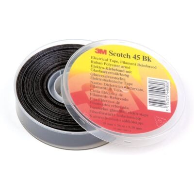 3M Scotch 45 Glasfibreforstærket Elektrisk Tape - Sort 19mm x 20m 3M Scotch 45 Glasfibreforstærket Elektrisk Tape - Sort 19mm x 20m