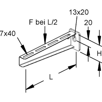 Rico 16B2-100-V - Ausleger L=116mm - Wandarm - Stahl Rico 16B2-100-V - Ausleger L=116mm - Wandarm - Stahl
