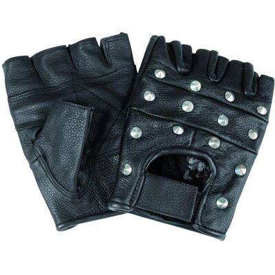 Mil-Tec Halvfingervantar i läder med nitar L - Handskar Mil-Tec Halvfingervantar i läder med nitar L - Handskar