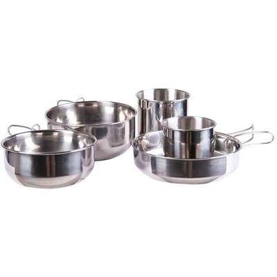 Mil-Tec Rostfritt Stål Camping Köksset - 4/5/8 Delar Mil-Tec Rostfritt Stål Camping Köksset - 4/5/8 Delar