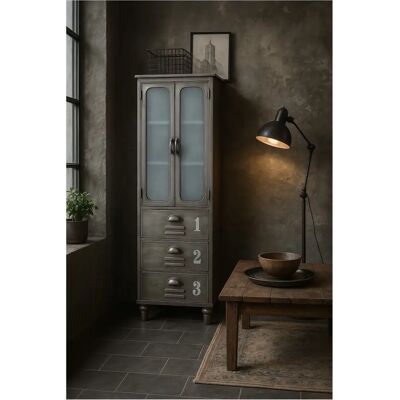 Möbel Direkt Online - Konstanin - Metall - 2 Glastüren - 3 Schubladen - Schrank Möbel Direkt Online - Konstanin - Metall - 2 Glastüren - 3 Schubladen - Schrank