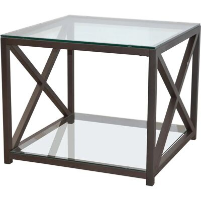HOFMANN LIVING AND MORE - Beistelltisch mit Glasplatte & Metallrahmen 80cm HOFMANN LIVING AND MORE - Beistelltisch mit Glasplatte & Metallrahmen 80cm