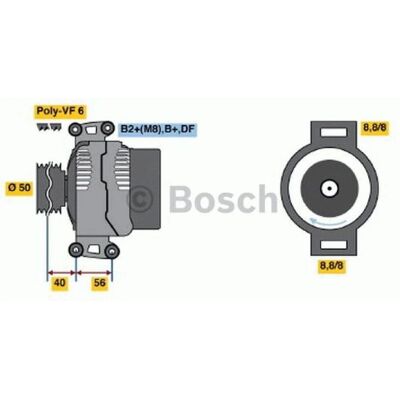 Bosch Generator - 4047023106438 - Spenning 14V, 120A, 6 Riller Remskive Bosch Generator - 4047023106438 - Spenning 14V, 120A, 6 Riller Remskive
