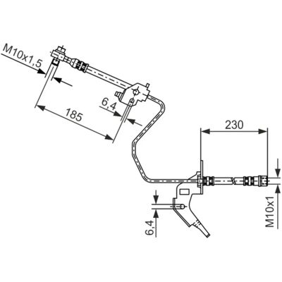 Bosch Bremse Slange - M10x1, M10x1.5, 385mm - Opel Astra, Meriva, Zafira Bosch Bremse Slange - M10x1, M10x1.5, 385mm - Opel Astra, Meriva, Zafira