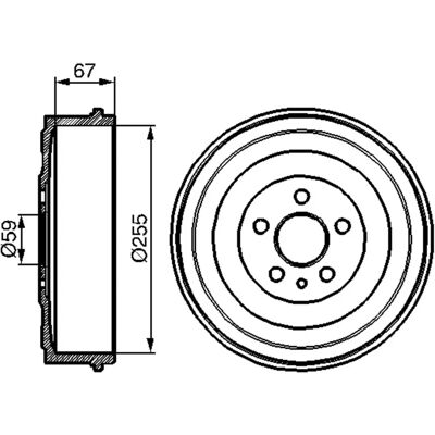 Tambour de frein Bosch - Diamètre 298mm, 5 trous, Montage arrière Tambour de frein Bosch - Diamètre 298mm, 5 trous, Montage arrière