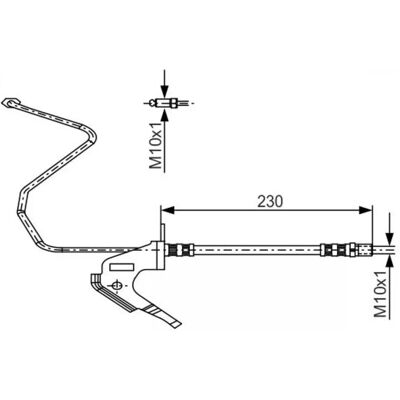 Bosch bremse slange - Opel Astra G H & Combo - 225mm M10x1 Bosch bremse slange - Opel Astra G H & Combo - 225mm M10x1
