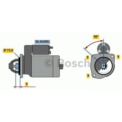 Bosch 986020091 Startmotor - 3 Fästhål - 9 Tänder - 72mm Fläns - Startmotor Typ Bosch 986020091 Startmotor - 3 Fästhål - 9 Tänder - 72mm Fläns - Startmotor Typ