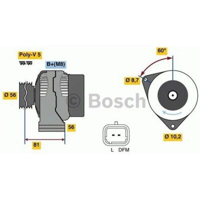 Bosch Generator - 4963 - 14V - 5 Riller - V-belt - Generator Bosch Generator - 4963 - 14V - 5 Riller - V-belt - Generator
