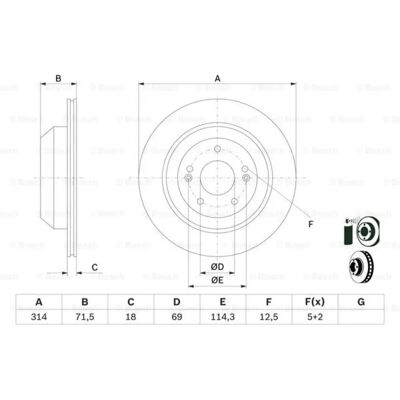 Bosch Bremsscheibe - Belüftet, 314mm, 18mm - Bremsscheibe Bosch Bremsscheibe - Belüftet, 314mm, 18mm - Bremsscheibe