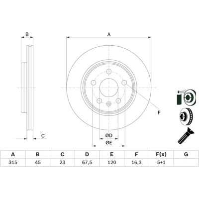 BOSCH Modell 0 986 479 F53 Belüfteter Bremsscheibe - Scheibe BOSCH Modell 0 986 479 F53 Belüfteter Bremsscheibe - Scheibe