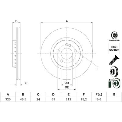 Bosch 0 986 479 H43 Belüfteter Bremsscheibe - Bremssystem Bosch 0 986 479 H43 Belüfteter Bremsscheibe - Bremssystem