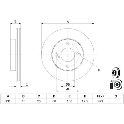 BOSCH Modell 0 986 479 G92 Bromsskiva - Ventilerad, 231mm BOSCH Modell 0 986 479 G92 Bromsskiva - Ventilerad, 231mm
