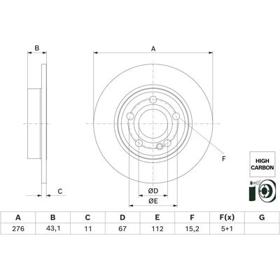 Disque de frein BOSCH 0 986 479 H60 à haute teneur en carbone - Pièce de frein Disque de frein BOSCH 0 986 479 H60 à haute teneur en carbone - Pièce de frein