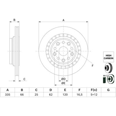 BOSCH 0 986 479 H64 Disque de frein ventilé - Disque de frein BOSCH 0 986 479 H64 Disque de frein ventilé - Disque de frein