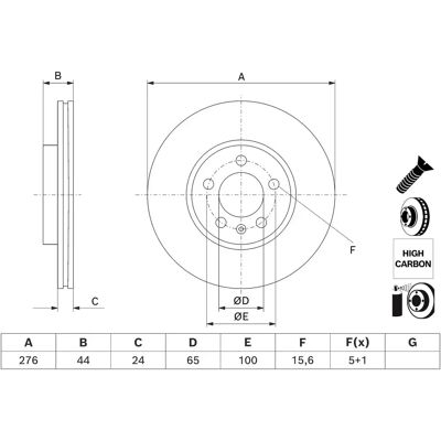 BOSCH 0 986 479 H71 Ventilerad högkolfiber bromsskiva - Bromsskiva BOSCH 0 986 479 H71 Ventilerad högkolfiber bromsskiva - Bromsskiva