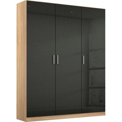 RAUCH Celle Schrank - Eiche Sonoma, Hochglanz grau, 3-türig RAUCH Celle Schrank - Eiche Sonoma, Hochglanz grau, 3-türig