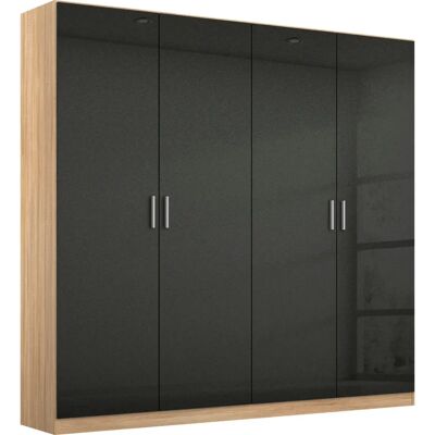 RAUCH Celle Kleiderschrank - 4-türig Hochglanz Grau & Eiche RAUCH Celle Kleiderschrank - 4-türig Hochglanz Grau & Eiche