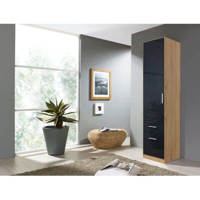 Rauch Celle Kleiderschrank - Hell Eiche & Hochglanz Grau - 1 Tür Rauch Celle Kleiderschrank - Hell Eiche & Hochglanz Grau - 1 Tür