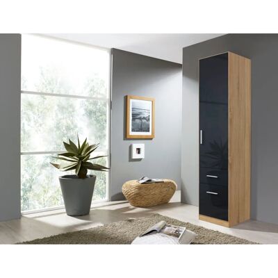 Rauch Celle Kleiderschrank - Eiche Sonoma, Hochglanz Effektgrau, Alu-Griffe Rauch Celle Kleiderschrank - Eiche Sonoma, Hochglanz Effektgrau, Alu-Griffe