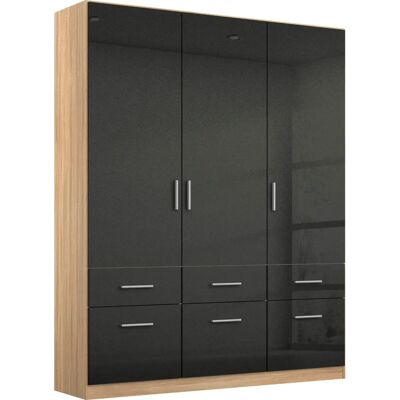 Rauch Celle Kleiderschrank - Eiche Sonoma/Hochglanz Effektgrau, 136cm Rauch Celle Kleiderschrank - Eiche Sonoma/Hochglanz Effektgrau, 136cm