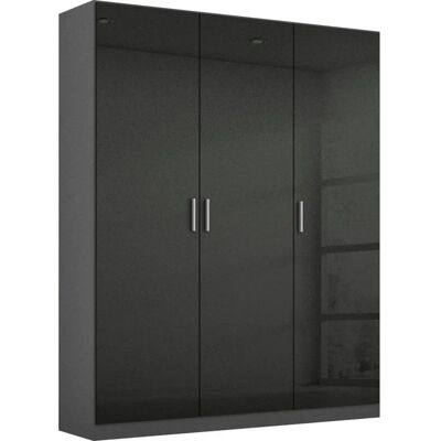 Rauch Celle Kleiderschrank - Hochglanz Grau, Alu-Griffe, 3 Türen Rauch Celle Kleiderschrank - Hochglanz Grau, Alu-Griffe, 3 Türen