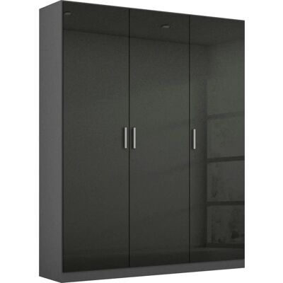 Rauch Celle Kleiderschrank - 3-türig, Verstellbare Regale, Hochglanz Grau Rauch Celle Kleiderschrank - 3-türig, Verstellbare Regale, Hochglanz Grau