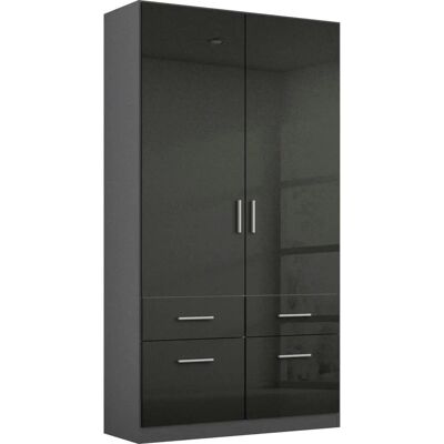 Rauch Celle Kleiderschrank - 2 Türen, 2 Schubladen, Hochglanz Grau Rauch Celle Kleiderschrank - 2 Türen, 2 Schubladen, Hochglanz Grau
