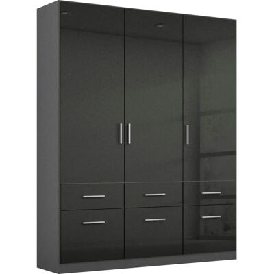 Rauch Celle Kleiderschrank - 3-türig, Grau Hochglanz, 136cm Rauch Celle Kleiderschrank - 3-türig, Grau Hochglanz, 136cm