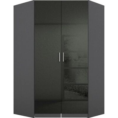 Rauch Celle Eckkleiderschrank - Grau Hochglanz - 117x210x117cm Rauch Celle Eckkleiderschrank - Grau Hochglanz - 117x210x117cm