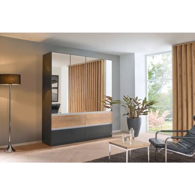 Rauch Winnipeg Kleiderschrank - 4-türig, Grau, LED-Beleuchtung, 181x210x56cm Rauch Winnipeg Kleiderschrank - 4-türig, Grau, LED-Beleuchtung, 181x210x56cm